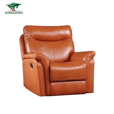 Single Manual Reclining Leisure Room Genuine Leather Sofa Chesterfield Furniture Living Room Sofa Deisgn Couch