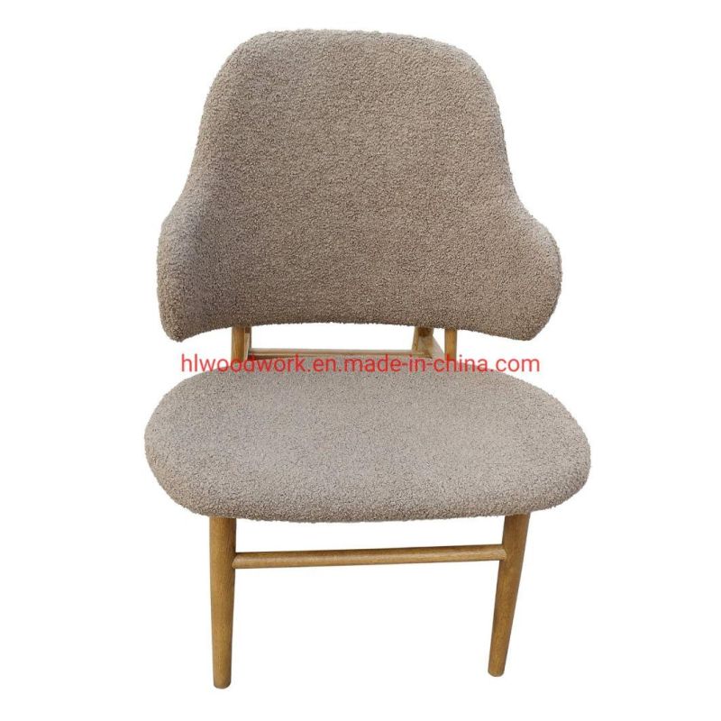 Oak Wood Frame Brown Color Magnate Chair Brown Teddy Velvet Dining Chair Wooden Chair Lounge Sofa Coffee Shope Arm Chair Living Room Sofa
