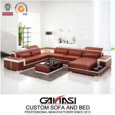 Foshan Elegant Livingroom Room LED U Shape Sofa G8020