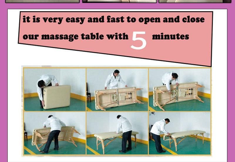 Wooden Foldable Facial Massage Bed, Portable Wooden Massage Table, Couch, SPA and Tattoo