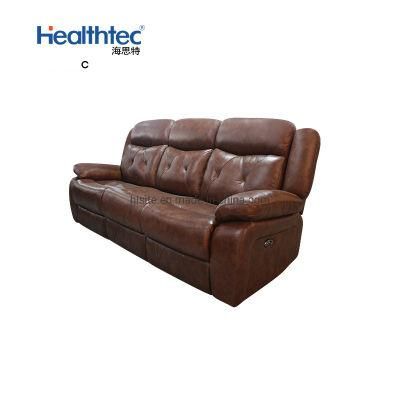 Classic and Traditional Manual Recliner Chair with Comfortable Arms and Back Single Sofa for Living Room Brown