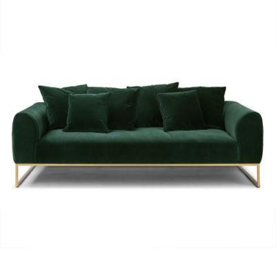Modern Home Furniture Stainless Golden Fame 3-Seater Multi-Pillow Velvet Fabric Full Set Sofa