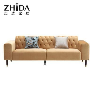 Luxury Classic 3/2/1 Seaters Tufted Sofa Hot Sale Velvet Fabric Modern Sofas with Comfort Seaters