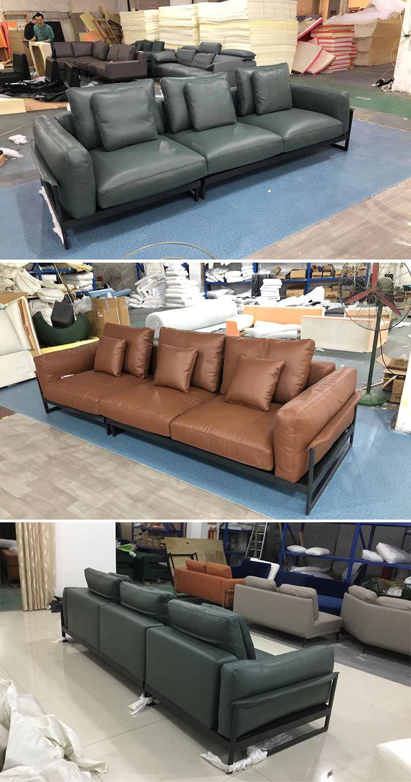 Genuine Leather Italian Minimalism Sofa Set for Living Room Furniture