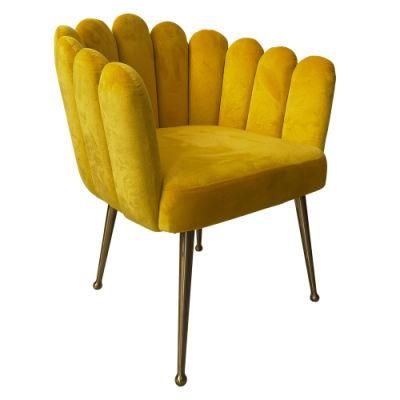 Velvet Sofa Accent Loung Chair with Gold Metal Legs Yellow