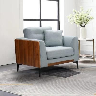 Nova 1 Seater Modular Linen Fabric Sofa Couch Armrest Furniture Light Blue