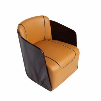 Italian Style Wood Back Panel Leisure Chair Single Sofa for Hotel Used