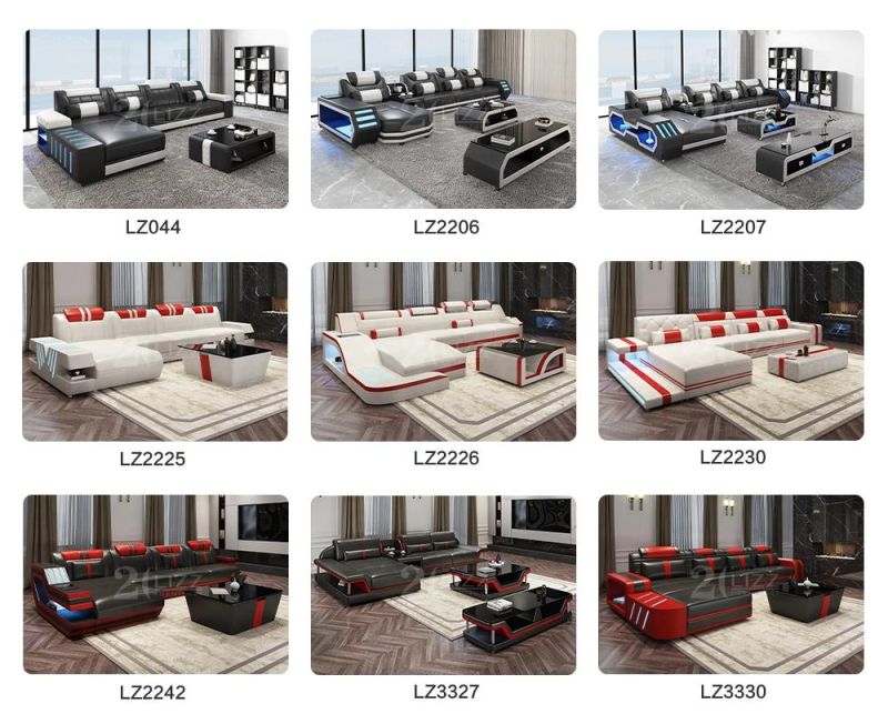 European Design Smart Home Furniture Lounge Genuine Leather Sectional Sofa