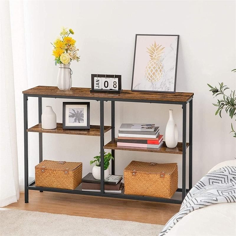 Console Table Sofa Table with Shelves 4-Tier Industrial Hallway Entrance Table for Living Room