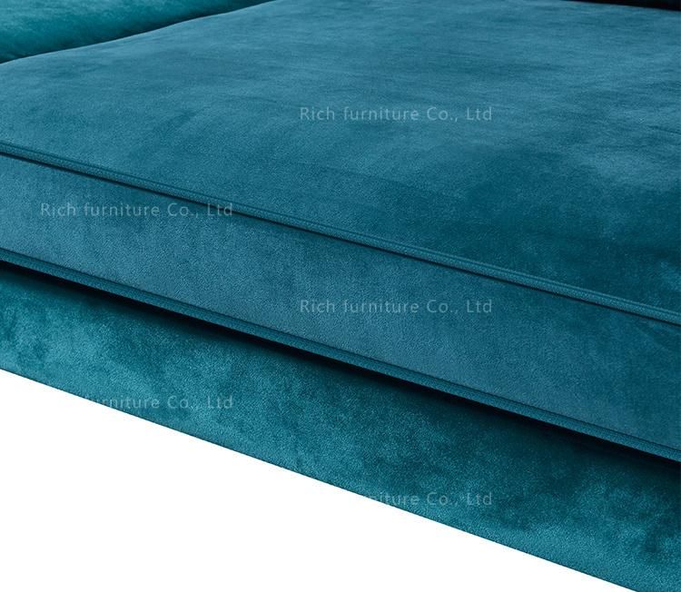 Royal blue Fabric Velvet Couch Living Room Furniture Lounge Sofa Modern