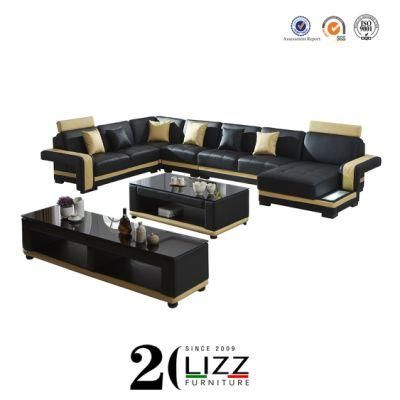 Fashion Divan Sofa Living Room Furniture Sectional U Shape Sofa with LED