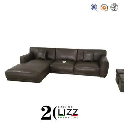 Modern Italy Leisure Genuine Leather Corner Sofa Furniture Set