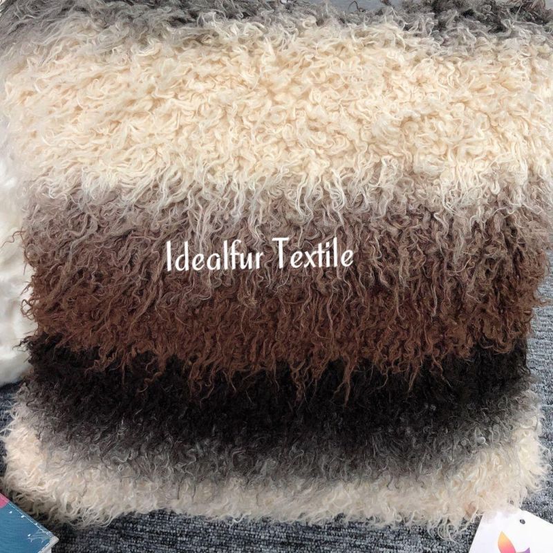 Jacquard Curly Faux Fur Pillow/Mongolian Fur Cushion Cover