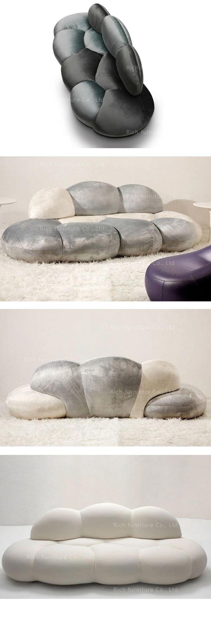 Modern Furniture Soft Sofa for Beauty Salon 3 Seater Designer Sofa