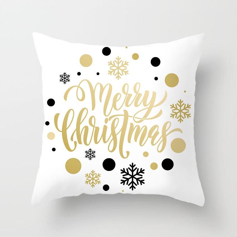 Black Pillow Covers Christmas New Year Cushion Cover Decorative Throw Pillowcases for Home Sofa Gift 45*45cm