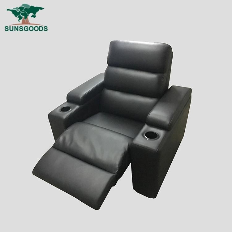 Soft Home Theater Sofa Leather Black Colour for Sale