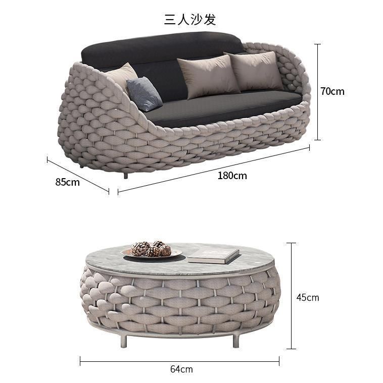 Outdoor Nordic Style Hotel Garden Balcony Furniture Set Aluminium Frame Sofa