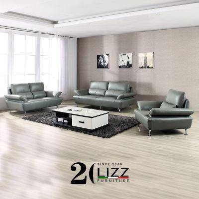 New Arrivals Relaxing Home Office Living Room Furniture Leisure Italian Leather Sofa with Stainless Legs