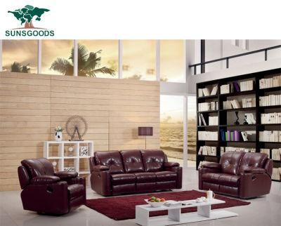 Leather Living Room Sofa with Cup Holder, Manual Recliner Home Furniture, Sofa Sectionals