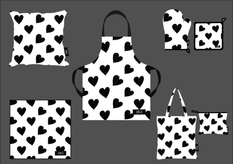 Custom Digital Print Black Heart Household Textiles Kitchen Textile Used for Kitchen, Home Decoration, and Shopping