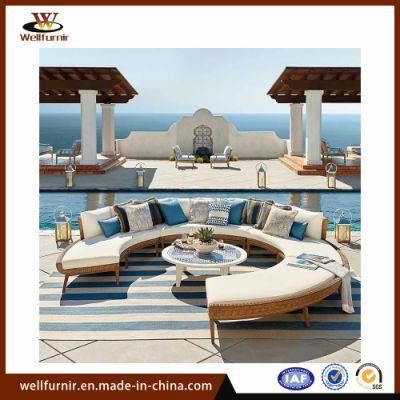 Hotel Fashion Rattan Round Sofa with Waterproof Cushion (WF050017)