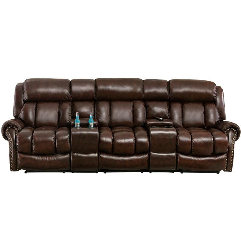 Top Grain Genuine Leather Comfortable Adjustable Headrest Home Cinema Sofa