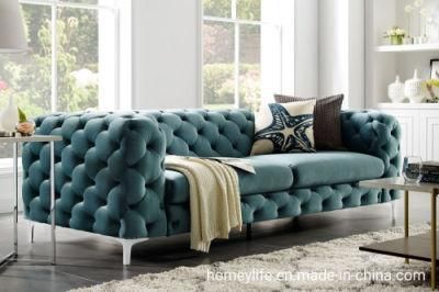 Luxury Furniture Nordic Villa Velvet Sofa Set Couch 1 2 3 Seater Chesterfield Sofa Living Room Sofa