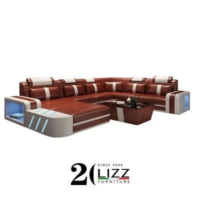 New Arrival Functional LED Contemporary Home Furniture Fashion Genuine Leather Sofa