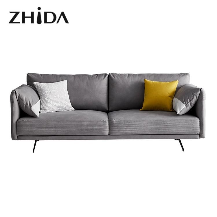Italian Light Luxury Modern Sofa New Leather Sofa Home Living Room Furniture High End Customized Sofa with Foldable Armrest