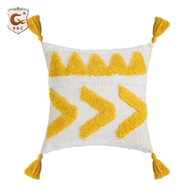 New Tufted Linen Embroidered Pillowcase Bohemian Folk Style Pillow Cover Sofa Bedroom Bed Decorative Cushion