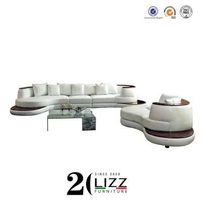 Modern European Living Room /Home /Hotel /Office Sectional Round Shape Genuine Leather Corner Sofa Commercial Furniture Set