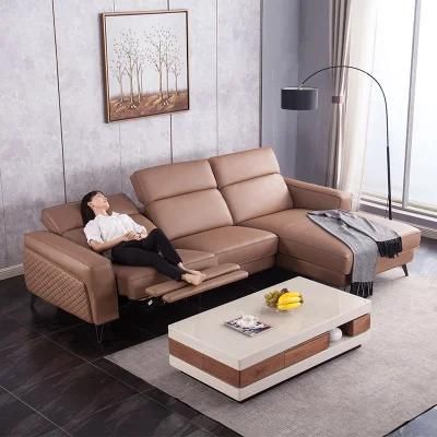 European Style Leather Upholstery Reclinable Sectional Modern Couch Living Room Sofa Set