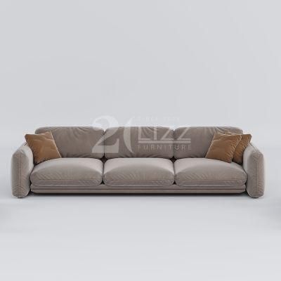 Professional Italian Design High Quality Living Room Lounge Modern Hotel Decor Brown Fabric Sofa Set