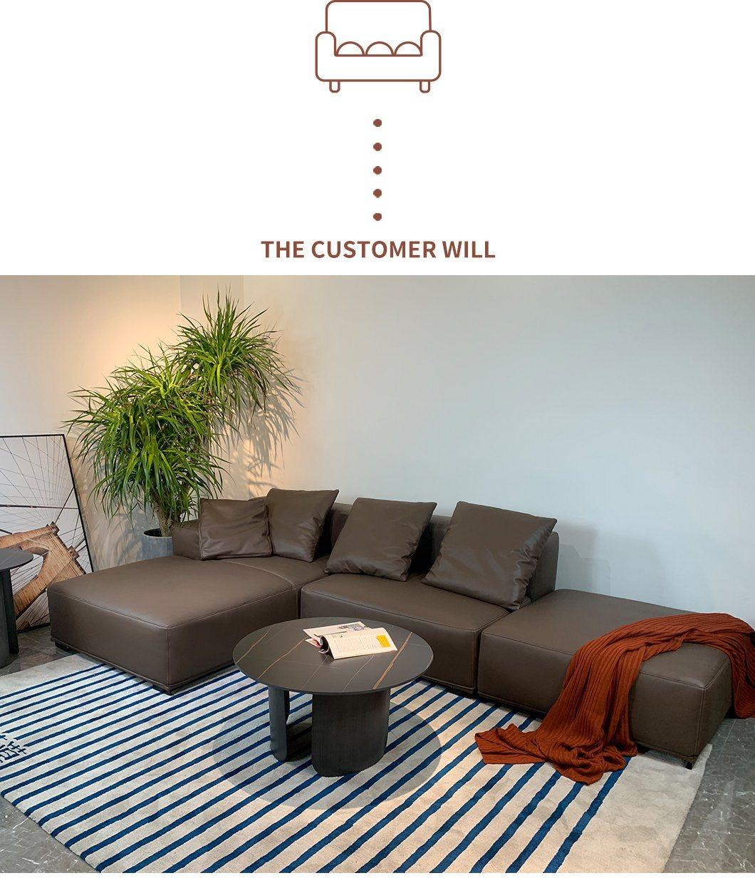 Modern Style Nano Leather L Shape Sofa Sectionals Living Room Sofa