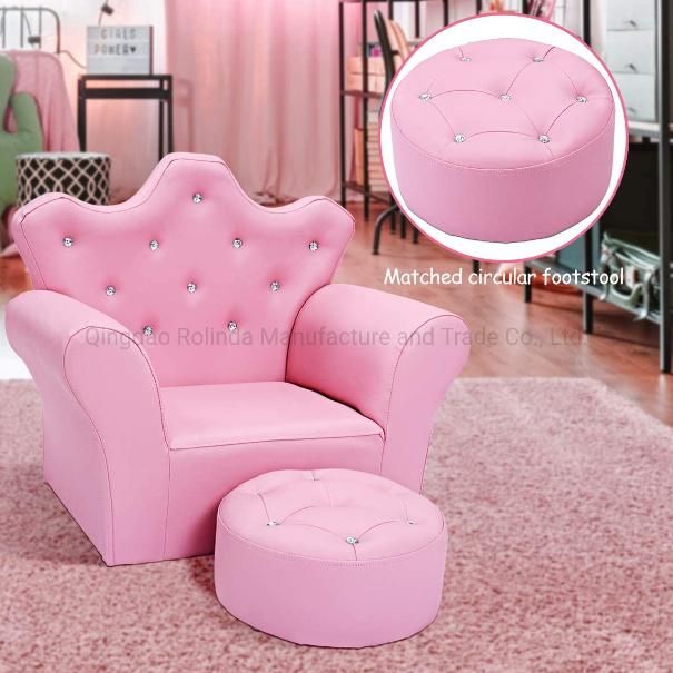 Hot Sale Cute Kids Sofa Armrest Chair Couch Children Toddler Birthday Gift W/ Ottoman