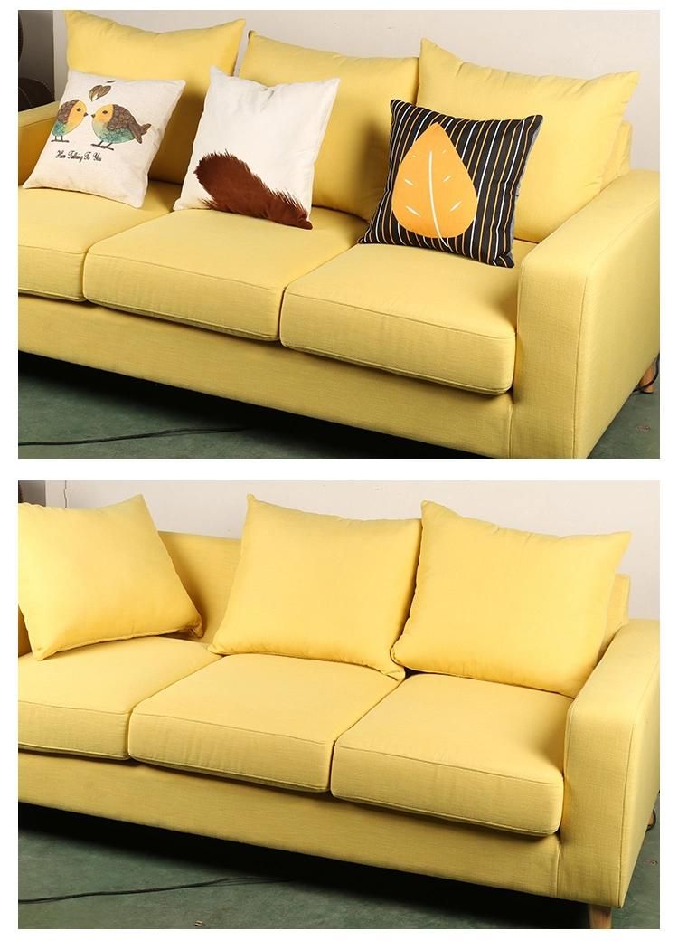 Living Room Yellow Design Big Fabric Corner Sofa