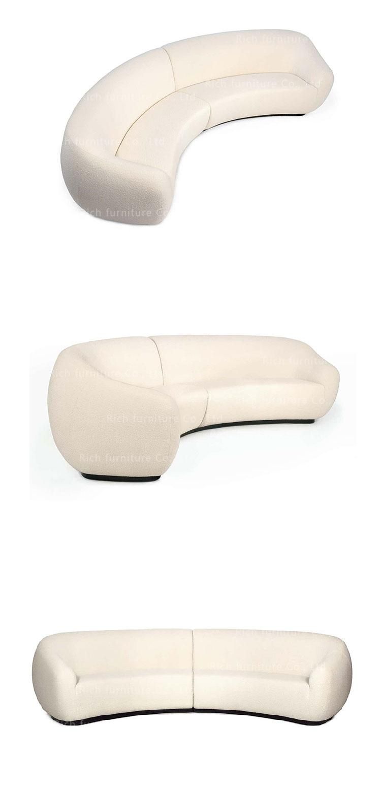 Shearling Lounge Sherpa Couch White Modern Lamb Skin Wool Curved Sofa Sheepskin Couch Teddy Boucle Fabric Sofa