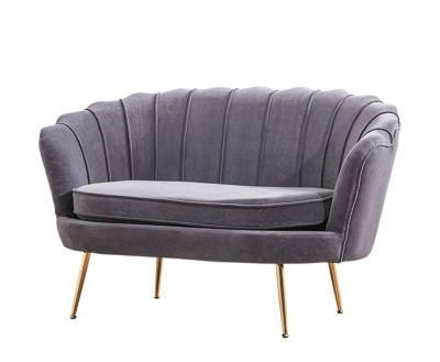 Modern Titanium Plated Stainless Steel Legs Long Sofa Chair Velvet Living Room Sofa Chair
