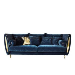 High End Design Brass Living Room Velvet Sofa