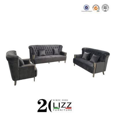 China Manufacturer Retail Home/Hotel/Office Furniture Luxury Fabric Metal Leg Sofa