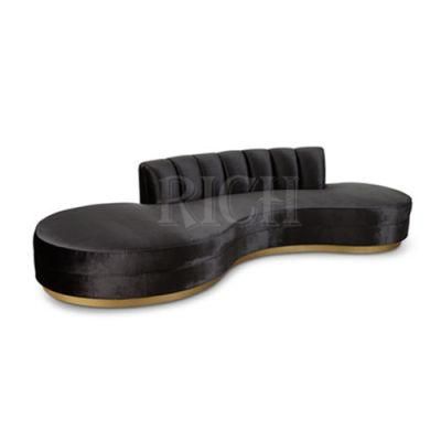 Hotel Furniture Black Fabric Curved Sofa Velvet Living Room Sofa