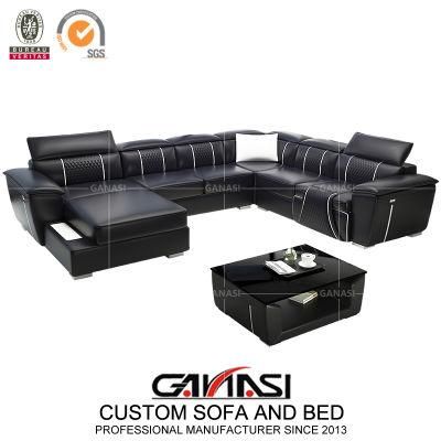 Luxury Furniture Living Genuine Leather Corner Sofa with Electric Function