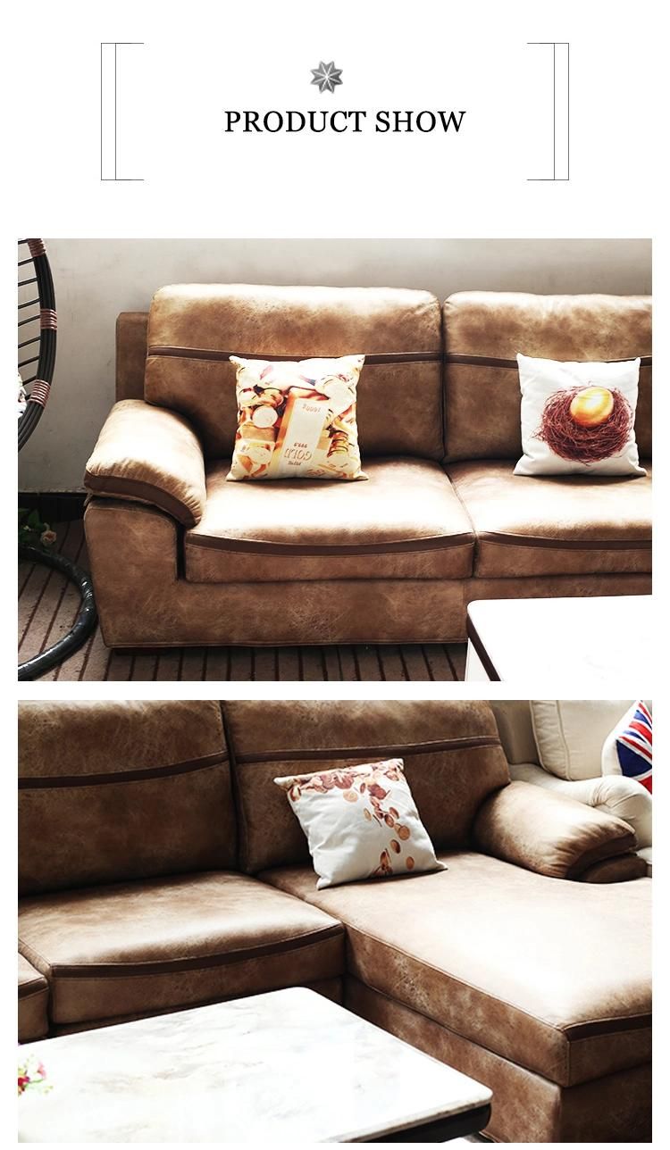 Leather L Shape Home Furniture Living Room Sofa
