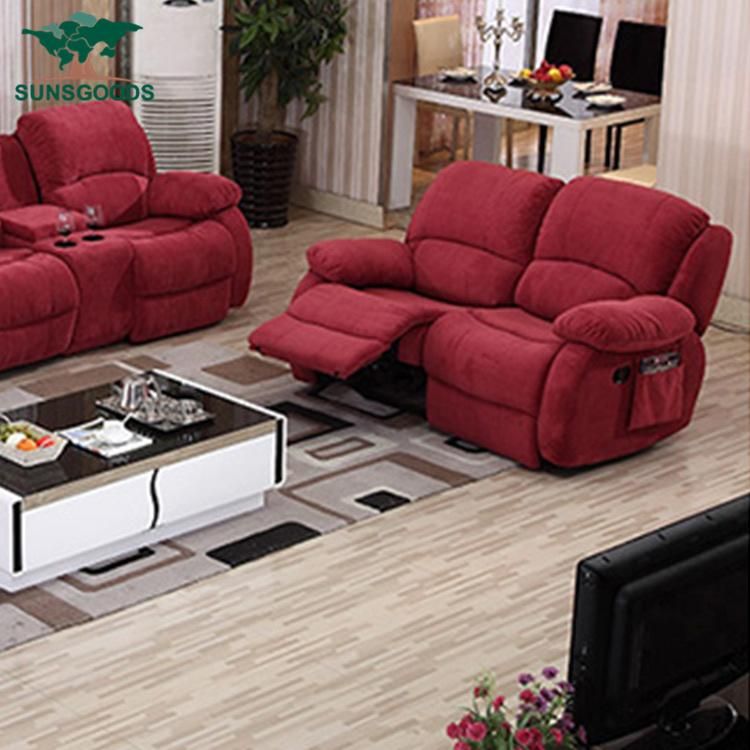 Manufacturer Luxury Red Fabric Leisure Reclienr Sofa Bedroom Furniture Set