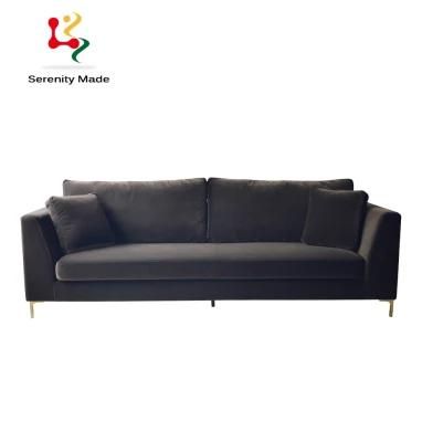 Apartment Living Room Velvet Cover Barss Legs Three Seater Sofa Couch