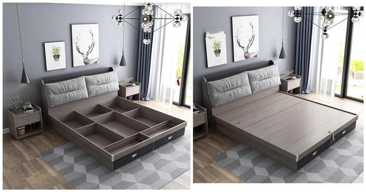 2 Year Warranty Wooden Home Furniture Double Bed