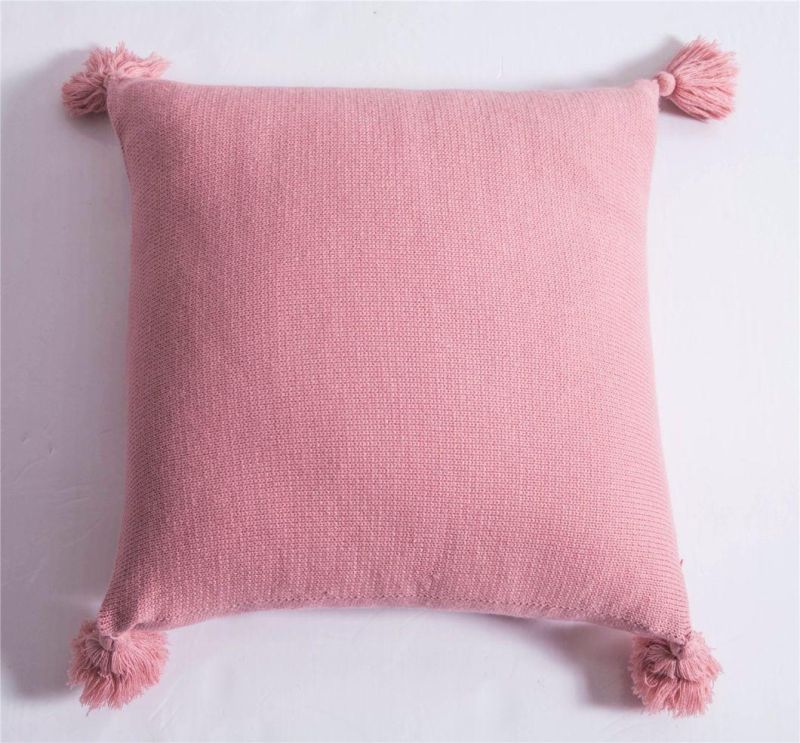 Solid Pompom Pillowcase with Ball Cushion Cover Decorative Home Sofa with Ball Custom 45*45cm Kp14