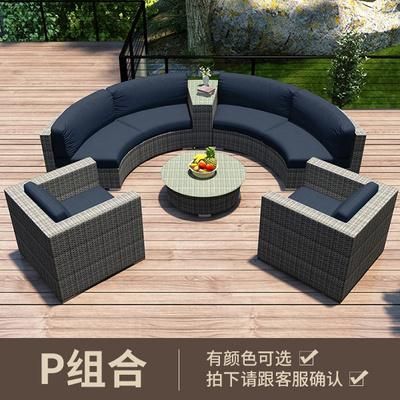 Outdoor Balcony Rattan Sofa Chair Courtyard Garden Rattan Sofa Tea Table