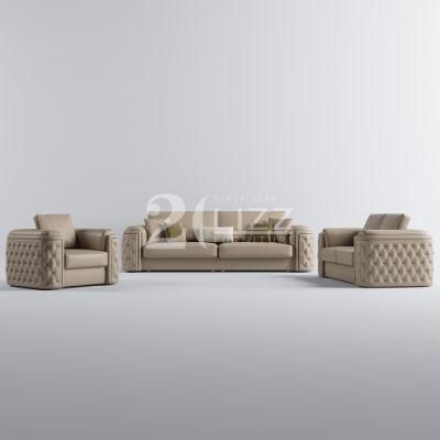Nordic Modern Style High Quality Simple Design Living Room Modular 1+2+3 Leather Sofa Set