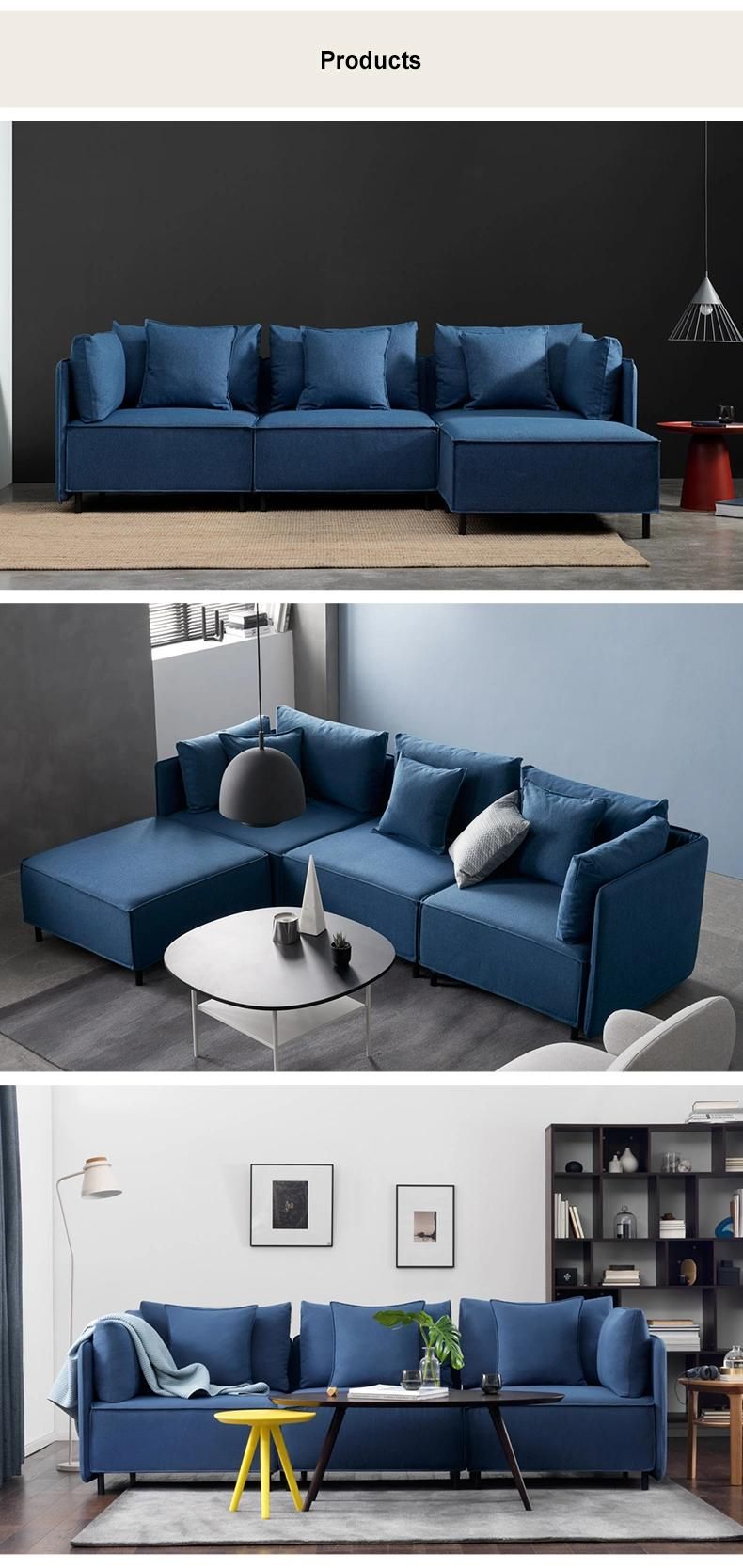 Living Room Furniture Famous Modern Design Top Metal Fabric Sofa